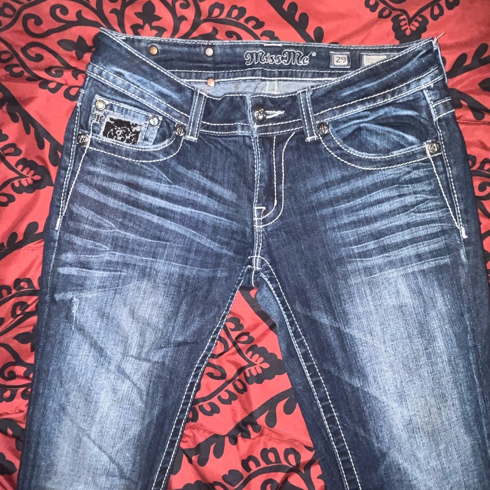 Dark Washed Miss Me Jeans - Picture 1 of 4